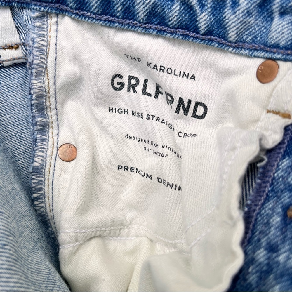 GRLFRND | THE KAROLINA HIGH RISE JEAN STRAIGHT CROP IN LARCHMONT WASH SIZE 25 - Picture 7 of 9